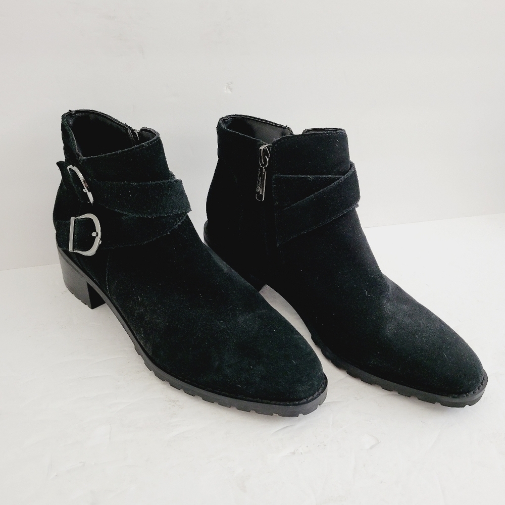 New Blondo Women's Stacy Buckle Detail Suede Waterproof Booties, Size 8